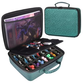 Mumlicha RPG Travel Bag Compatible with Dungeons and Dragons Miniatures, DND Miniatures Storage, Cube Case for DND Dice Set, Miniature Storage Travel Bag Compatible with Warhammer 40k, Green,