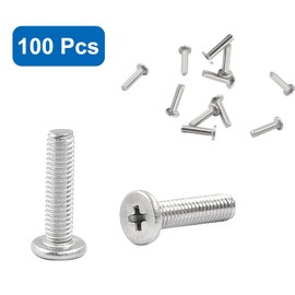 PHITUODA 100pcs M3 x 12mm Round Flat Head Machine Screws, 304 Stainless Steel Phillips Cross Drive Screw Hardware Fastener Bolts