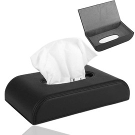 PU Leather Car Napkin Box Universal Hanging Black Auto Tissue Holder