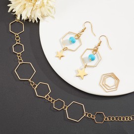 UNICRAFTALE 60pcs 3 Sizes Golden Hexagon Linking Rings 304 Stainless Steel Frame Pendants Metal Link Charms Geometry Jewelry Connector Charms Link Pendants for Bracelets Necklaces Earring Making