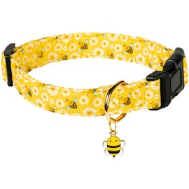 PREHAI Cute Cotton Dog Collar for Small Medium Large Dogs Special Design Cute Yellow Bee Dog Collar for Boy Girl Dogs Soft Adjustable Bees Puppy Collars for Male Female Dogs Pet Collar
