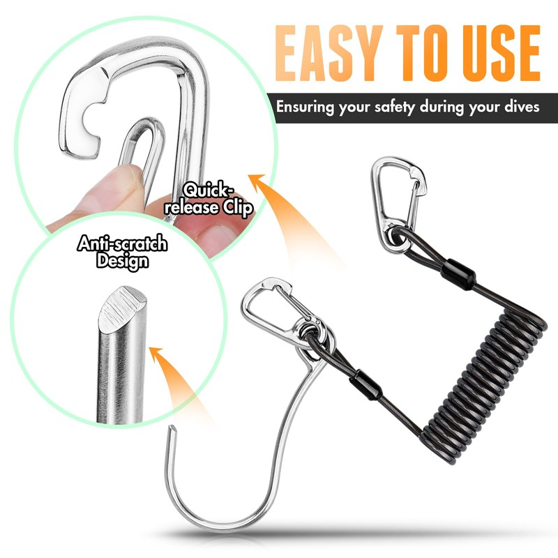 OVOVFANY Scuba Diving Reef Hook, 316 Stainless Steel Single Reef
