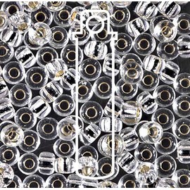 Miyuki Round Seed Bead Size 6/0 20g-Tube Silver Lined Crystal