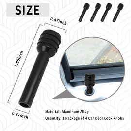 4PCS Car Door Lock Knobs,Colorful Aluminum Alloy Car Door Lock Cover for Car Decorations,Universal Interior Car Accessories Door Lock Pin for Most Cars SUVs (Black)