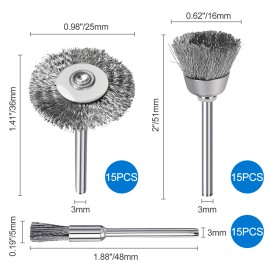 XCAN 45x Wire Wheel Cup Pen Brush Mix Set For Dremel Rotary Tool Accessories Grinder