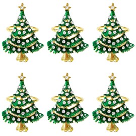 Juego de servilleteros navideños de 6 piezas - Servilleteros de metal con forma de árbol de Navidad para decoración de mesa, boda, Acción de Gracias, fiesta, decoración de mesa de comedor
