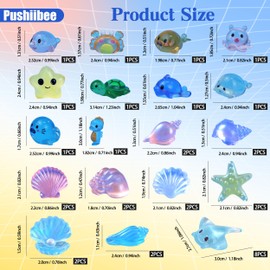 34Pcs Resin Ocean Animal Figurines, 19 Styles Mini Ocean Animal Figurines Resin Marine Animals for Adult, Multicolor Glow in The Dark Mini Resin Animals for Fish Tank Potted Garden