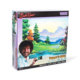 Bob Ross Trapper's Cabin Nature Puzzle for Adults and Kids | Countryside Lake House 1000 Piece Jigsaw Puzzle Toy | Interactive Brain Teaser for Family Game Night | 28 x 20 Inches