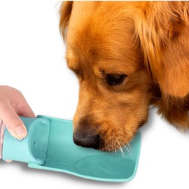 NICE PAWS Foldable Dog Drinks, Portable Dog Drinks for Outings and Walks, Gift for Dogs, Cats and Other Pets, Leak Proof with Carabiner and Leash, BPA Free, 14.5-27cm, 350ml