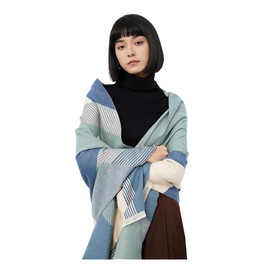 Jeelow Reversible Winter Pashmina Blanket Scarf - Open Front Poncho Cape for Women - Ideal for Evening Dresses, Weddings & Special Occasions (Light Blue)