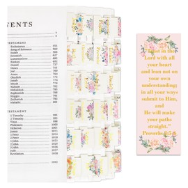 EggSun 168Pcs Bible Tabs Sticker, Laminated Gold Foil Bible Index Tabs for Women and Men, Christian Religious Tab for Study Bible Supplies Easy to Read and Apply Bible Journaling Tabs (Flower)