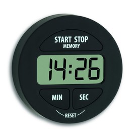 TFA Dostmann Digitaler Timer und Stoppuhr, 38.2022.01, klein und handlich, magnetisch, mit Memory-Funktion, schwarz,L 55 x B 17 x H 55 mm