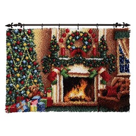 Latch Hook Rug Kit, DIY Rug Making Kit for Adults Kids, Christmas Closet Rug Making Kits, Cross Stitch Kit Carpet Making Cushion Needlework for Beginners, Home Decor, Christmas Closet 60x42 cm