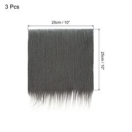 MECCANIXITY Faux Fur Fabric Square, 10x10 Inches Furry Fur Cuts Patches Plush Rug Chair Cover Seat Cushion Pad Grey for Crafts Christmas Decoration Pack of 3
