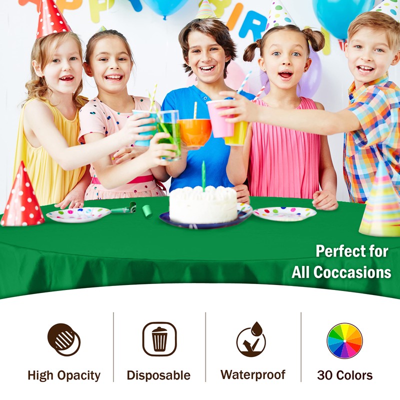 Exquisite 4-Pack Emerald Green Plastic Table Cloth - 84-Inch Round