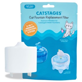 Catstages Cat Fountain Replacement Filter, 5-in-1 Premium Filtration System for Cat Water Fountains – Activated Carbon, Ion Exchange Resin & Antibacterial Balls – 1 Pack