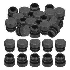 PATIKIL 5/8" Plastic Tubing End Caps, 40Pcs Round Hole Plug Insert for Round Iron Pipe Chair Leg Table Bookshelves Patio Furniture, Black