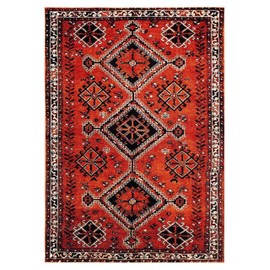 SAFAVIEH Vintage Hamadan Collection Area Rug - 6'7" x 9', Orange & Red, Oriental Traditional Persian Design, Non-Shedding & Easy Care, Ideal for High Traffic Areas in Living Room, Bedroom (VTH293P)
