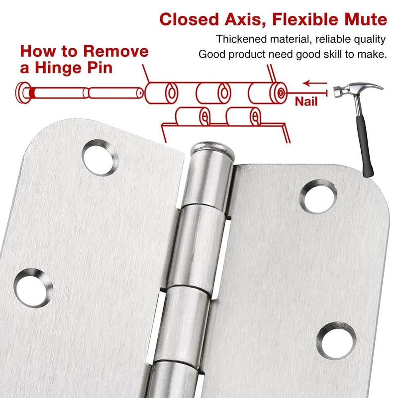 24 Pack Nickel Door Hinges Brushed Nickel 3 1/2 Interior