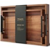Fibogollo Acacia Wood Set of 2 Serving Tray with Metal