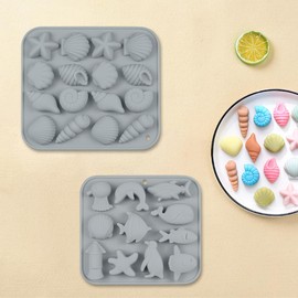 duisoad 2 Stück Silikon Schokoladenform Silikonform Fisch 3D Ozean Tier Silikon Backformen Verschiedene Seefischformen für Selbstgemachte Kuchendekoration, Schokolade, Fondant, Gelee, Kekse