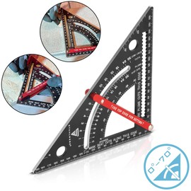 STAHLWERK Angle triangle with stop metric aluminium protractor, stop angle triangle, carpenter's square, multifunctional angle for precise measuring, scribing, marking and drawing
