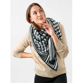 Zwillingsherz Triangular Scarf Stole Scarf with Cashmere and Wool for Women Girls Boys Children – High-Quality Cashmere Neckerchief in Houndstooth Pattern Motif – Women's Scarf for Summer Autumn