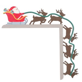 Christmas Door Corner Decoration - Santa and Reindeer, Christmas Door Sign, Wood Frame Corner Decoration, Christmas Door Corners