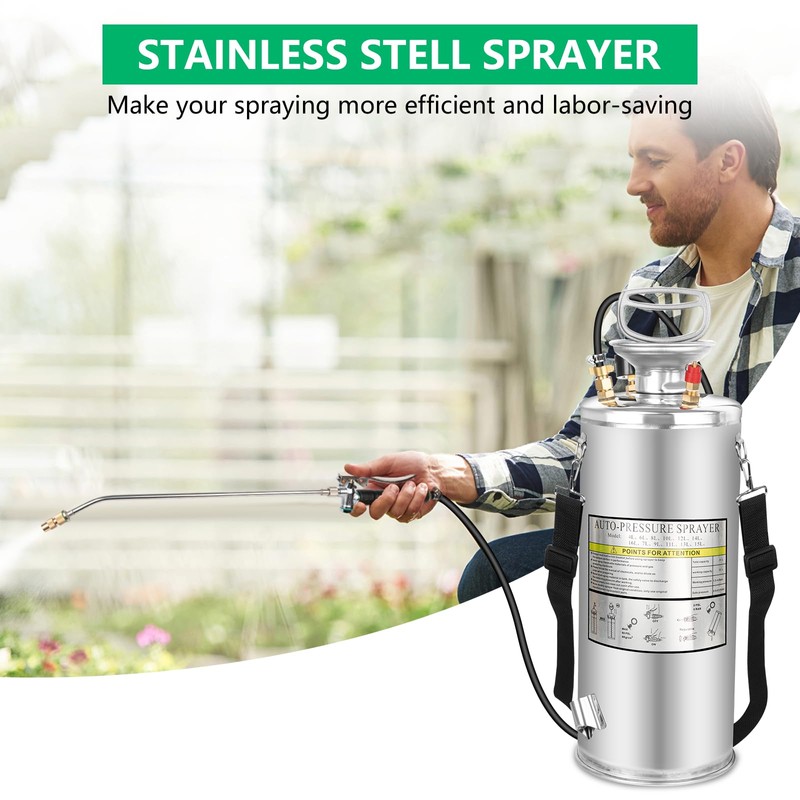 2 Gallon Stainless Steel Pump Sprayer - Hand Pump Sprayer