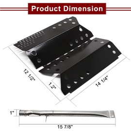 Hiorucet Grill Replacement Parts for Stok SGP4330SB, SGP4331, SGP4130N, Stok Quattro 4 Burner Grills, Porcelain Steel Heat Plate Shield Tent, Stainless Steel Crossover Carry Over Tube & Grill Burners