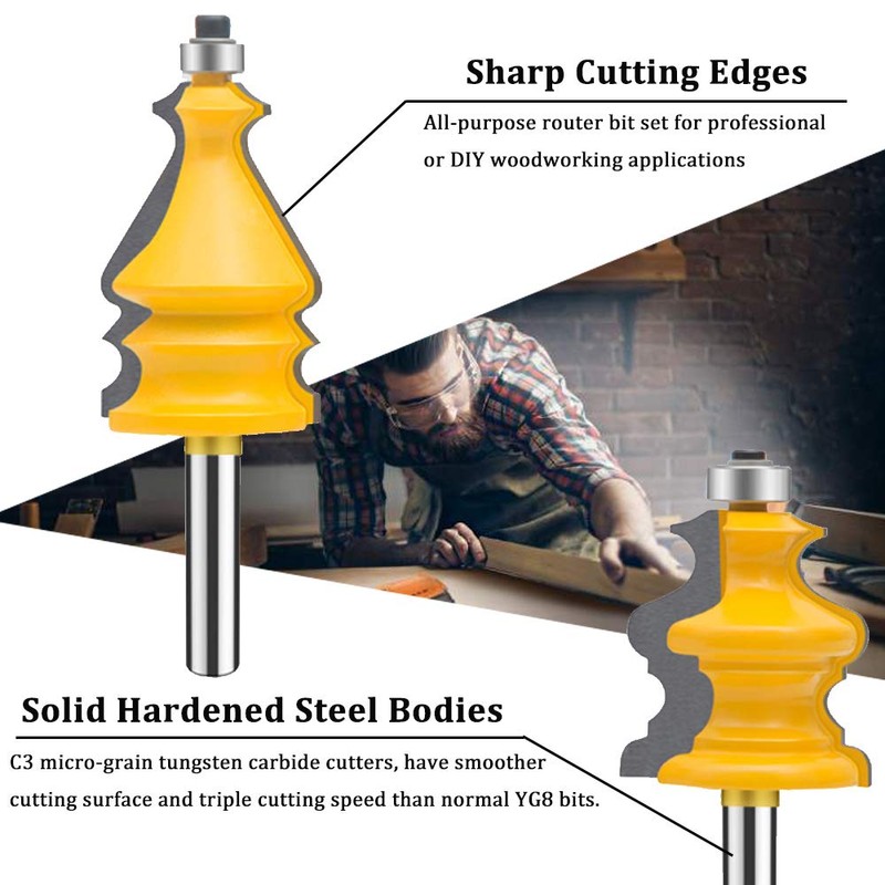 TAIWAIN 1/4 Inch Shank Router Bits Set, Architectural Cabinet Woodwork
