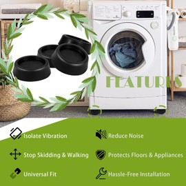 Anti Vibration Pads for Washing Machine, 4 PCS Dryer Washing Machine Stabilisers Vibration Rubber Feet Non Slip Pads for Dryer