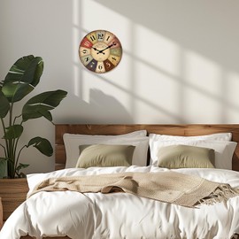Constantplanet Farmhouse Wooden Wall Clocks Battery Operated 10 Inch