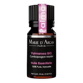 Aceite Esencial de Palmarosa Marie d'Argan, 100% Natural, Orgánico, Vegano, 10 ml, Grado Terapéutico, Aromaterapia, Difusor, Humidificador, Meditación