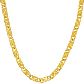 LIFETIME JEWELRY 4mm Star Flat Link Chain Necklace 24k Gold Plated for Women Men (18 inches, Gold)