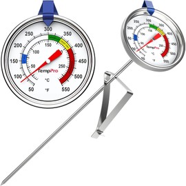 TempPro Candy Thermometer with Pot Clip, 9" Long Probe Deep Fry Oil Thermometer for Frying & Candy Making, Fryer Cooking Thermometer for Chocolate,