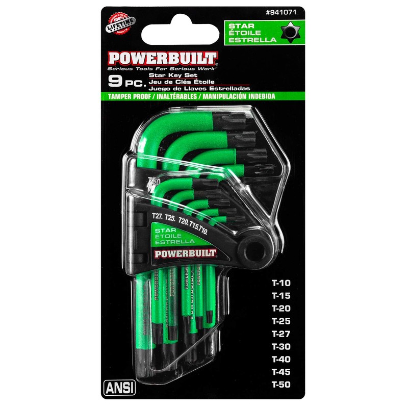 Powerbuilt L-Type Tamper Proof 9 Piece Wrench Set, Short Arm