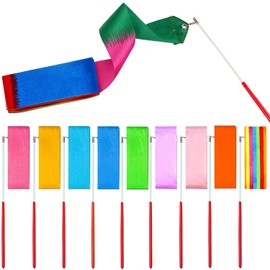 Unvtap Dance Ribbons 10 Pack Gymnastic Ribbon, Dance Ribbons for Children, Ribbon Wand Rhythmic Gymnastic Ribbon for Children Kids Baton Twirling, Dancing Streamer, 10 Colors