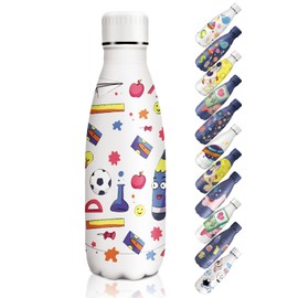 HoneyHolly Stainless Steel Water Bottle, Thermos Flask, 350 ml, BPA-Free, Leak-Proof Vacuum Insulated, Thermos Flask, Double-Walled Insulated Flask for Bicycle, Travel, Sport