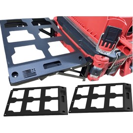 NyVoozy Folding Packout Mount for Milwaukee Packout Toolbox, Rugged All-metal Frame, Side Storage, Compatible with Rails, No Drilling Required, Space-saving, Wall or Floor Mountable (2)