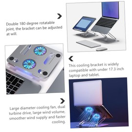 Tofficu Height Adjustable Notebook Cooler with Dual Fans Ventilated Laptop Cooling Rack for Gaming Aluminum Alloy Design Compatible with Laptops Up to Silver