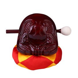 UXOWOXU Chinese Buddhism Temple Wooden Drum Block Musical Instrument with Mallet Solid Hardwood Percussion Rhythm Blocks