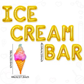 Ice Cream Bar Supplies Decoration Sign Ice Cream Birthday Decoration Sundae Funday Decoration for Summer Birthday Party Supplies Baby Shower