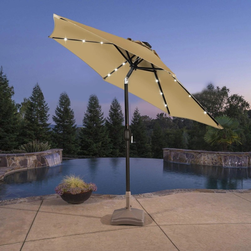 Blissun 7.5 ft Solar Umbrella, 18 LED Lighted Patio Umbrella,