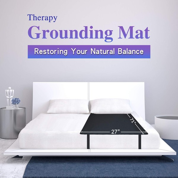 Grounding Mat, Grounding Sleep Mat 27''x 71'' Perforated Design 100% Conductive Carbon Leatherette Grounding Mats, Fits for Half Size