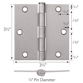 Design House 181487 Square Steel Door Hinge Door Hardware Door Hinges for Interior Doors, 3.5" x 3.5", Satin Nickel, 10-Pack