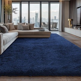 Shag Area Rugs for Bedroom Living Room,4X6 Ultra Soft Fluffy Area Rugs for Dorm, Indoor Carpet Nursery Rugs for Kids Room Home Decor, Navy Blue