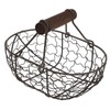 Tofficu Antique Wire Egg Basket with Wood Handle Primitives Vintage
