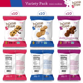 Homefree Treats You Can Trust Gluten Free Mini Cookies, Single Serve, Variety Pack (Pack of 30)