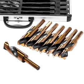 Stark USA 17-PCS Silver and Deming Drill-Bit Set, Drill Press Bit, High-Speed Steel, 1/2-Inch-Diameter Shank, 17-Piece Set, 1/2-Inch to 1-Inch Sizes